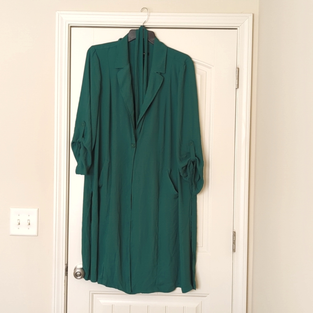 Long Green dress shirt, Torrid Size 2
